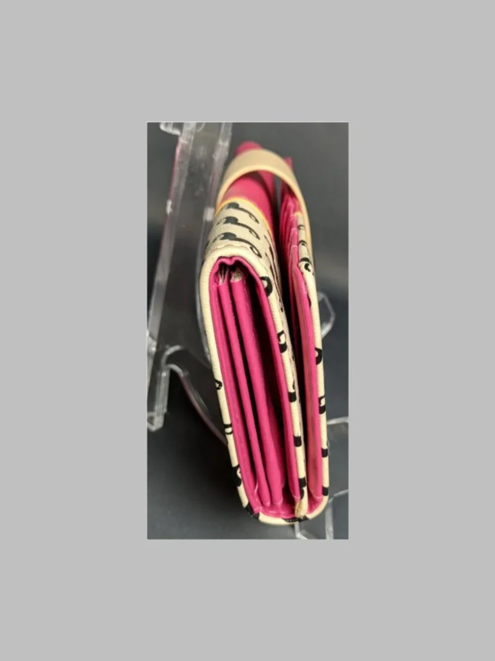 BOTUSI Pink Faux Leather Mustache Print Accordion Wallet Snap Closure Organizer
